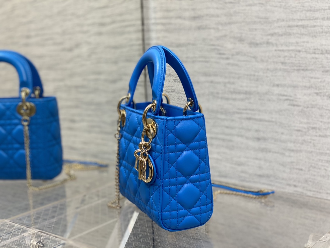 Mini Lady Dior Bag Blue Cannage Lambskin